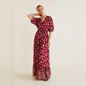 Mango Floral Print Long Maxi Dress